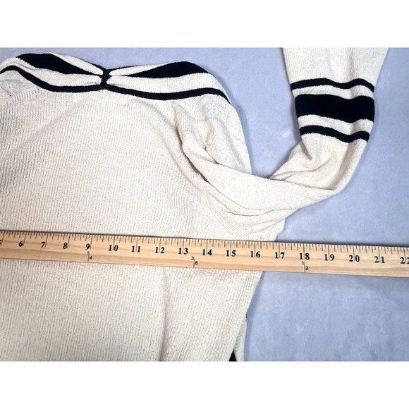 Anthropologie Sparrow Cardigan Womens Medium‎ Cream Black Open Draped Boho Bell - Picture 10 of 11